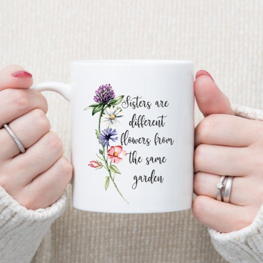 Tasse 2 Couleurs Joli Pastel Fleurs sauvages "Les soeurs sont. . ."