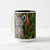 Tasse 2 Couleurs Joli Petit Lynx Kitten adorable (Devant gauche)