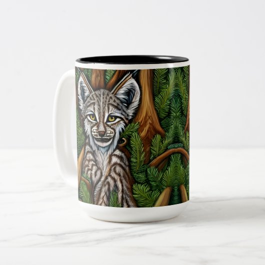 Tasse 2 Couleurs Joli Petit Lynx Kitten adorable (Devant gauche)
