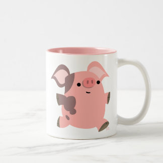 Tasse 2 Couleurs Joli porc caricaturé sportif