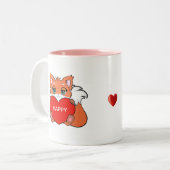 Tasse 2 Couleurs Joli renard bébé avec coeur (Devant gauche)