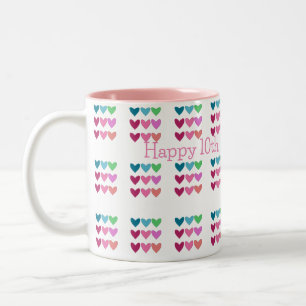 Tasse 2 Couleurs Joli Rose Avec Coeurs Coloré Filles Anniversaires