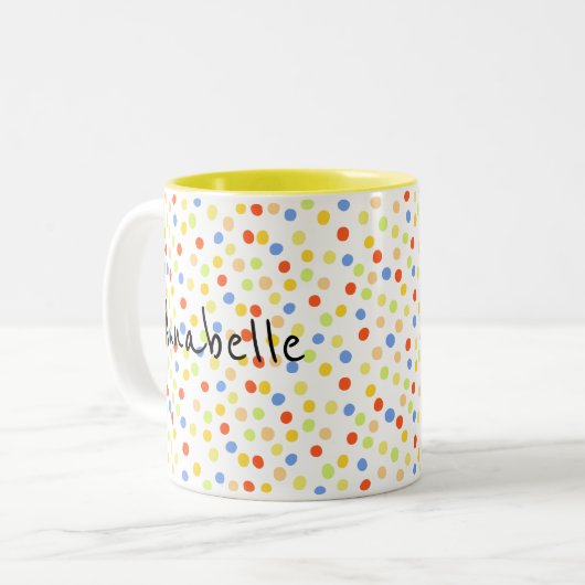 Tasse 2 Couleurs Joli script moderne Polka point (Devant gauche)
