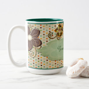 Tasse 2 Couleurs Joli Vintage Florals CADEAU Nom personnalisé