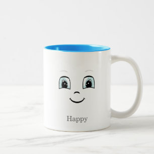 Tasse 2 Couleurs Joli visage heureux sur fond blanc