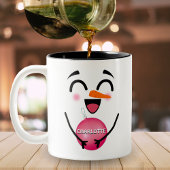 Tasse 2 Couleurs Joli visage Sourire hiver Snowman Noël Ornement