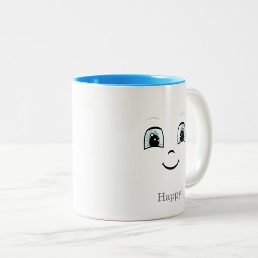 Tasse 2 Couleurs Joli visage sur blanc (Devant droit)