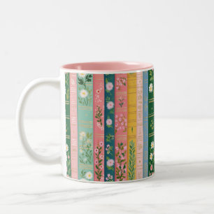 Tasse 2 Couleurs Jolie amoureuse de livres floraux livresques