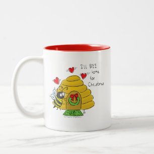 Tasse 2 Couleurs Jolie Bee Christmas Drôle Cartoon de vacances