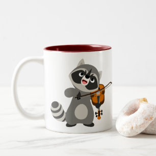 Tasse 2 Couleurs Jolie Cartoon Raccoon Jouer du violon