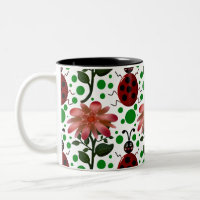 Jolie coccinelle et motif de fleurs roses | Dessin