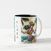 Tasse 2 Couleurs Jolie danseuse de Hula sur les îles Hawaiiennes (Devant droit)