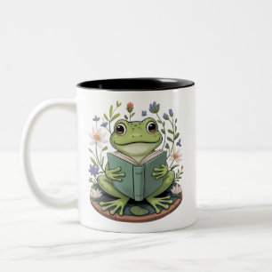 Tasse 2 Couleurs Jolie esthétique de grenouille florale Cottagecore