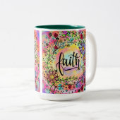Tasse 2 Couleurs Jolie FOI rose floral inspirant (Devant droit)