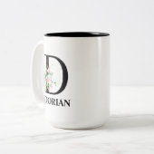 Tasse 2 Couleurs Jolie initiale D monogrammée (Devant gauche)