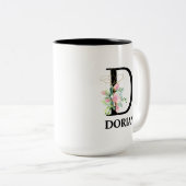 Tasse 2 Couleurs Jolie initiale D monogrammée (Devant droit)