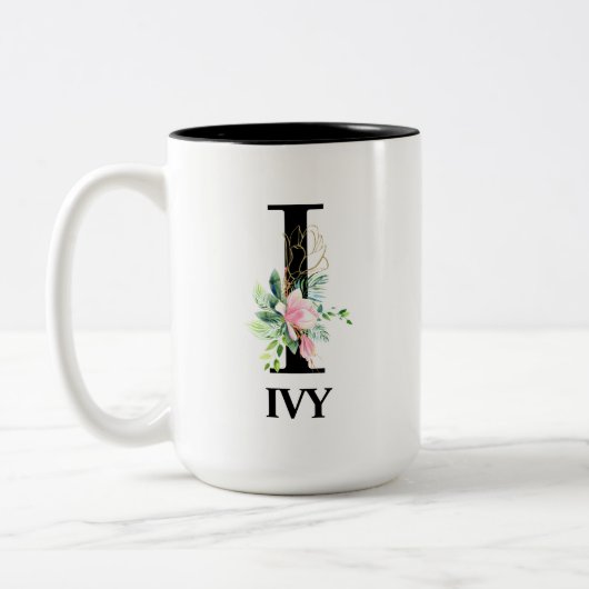 Tasse 2 Couleurs Jolie initiale I monogrammée (Gauche)