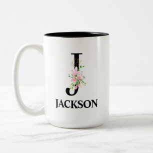 Tasse 2 Couleurs Jolie initiale monogramme J