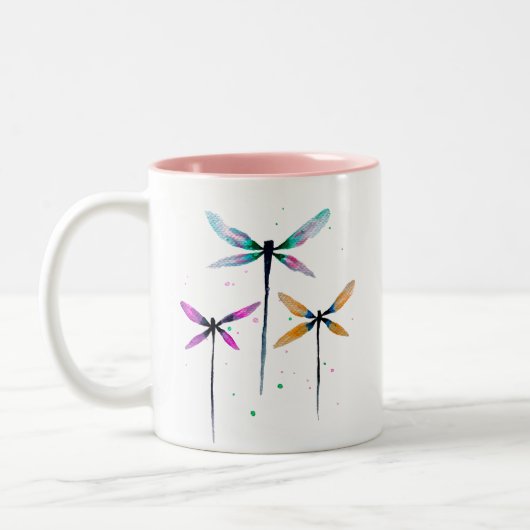 Tasse 2 Couleurs Jolie libellule aquarelle rustique (Gauche)