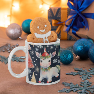 Tasse 2 Couleurs Jolie Noël Unicorne Fête personnalisée