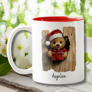 Tasse 2 Couleurs Jolie Ours De Pékin De Noël Avec Chapeau De Père N