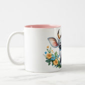 Tasse 2 Couleurs Jolie petite vache fille en fleurs (Gauche)