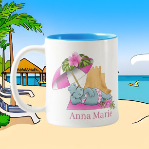 Tasse 2 Couleurs Jolie plage hippo ajouter nom
