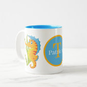 Tasse 2 Couleurs Jolie plage hippocampe ajouter monogramme (Devant gauche)