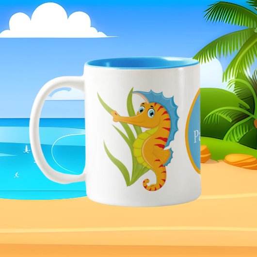 Tasse 2 Couleurs Jolie plage hippocampe ajouter monogramme