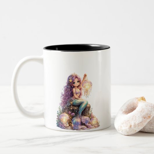 Tasse 2 Couleurs Jolie sirène  (Avec donut)