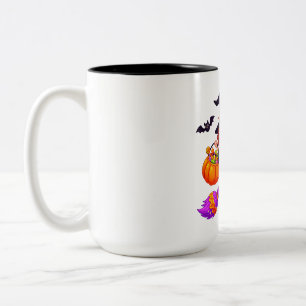 Tasse 2 Couleurs Jolie sorcière d'Halloween sur un balai