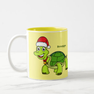 Tasse 2 Couleurs Jolie tortue en chapeau de Père Noël