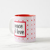 Tasse 2 Couleurs Jolie Typographie moderne Paix et amour (Devant gauche)