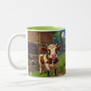 Tasse 2 Couleurs Jolie vache de grange