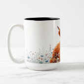 Tasse 2 Couleurs Jolie vache Florale Highland (Gauche)