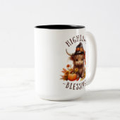 Tasse 2 Couleurs Jolie vache Highland Thanksgiving Bénédictions (Devant droit)