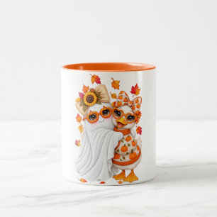 Tasse 2 Couleurs Jolies copines oies fantôme citrouille pull automn