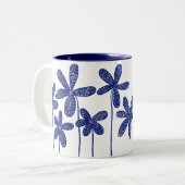 Tasse 2 Couleurs Jolies fleurs - bleu marine (Devant gauche)