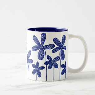 Tasse 2 Couleurs Jolies fleurs - bleu marine