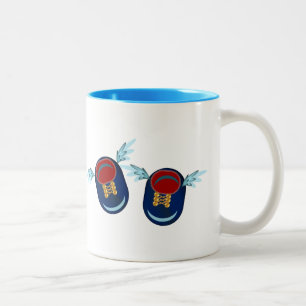 Tasse 2 Couleurs Jolies petites chaussures ailées en bleu et rouge