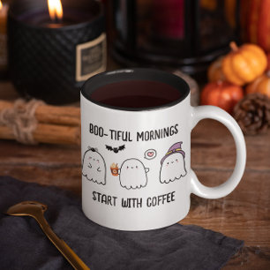 Tasse 2 Couleurs Jolis fantômes personnalisés d'automne Halloween