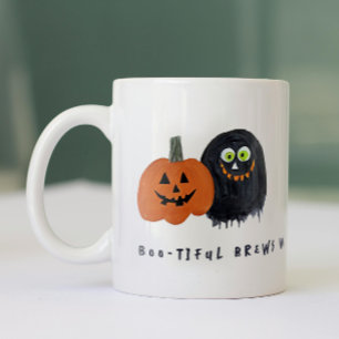 Tasse 2 Couleurs Jolis monstres effrayants d'Halloween en noir esqu
