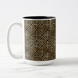 TASSE 2 COULEURS JOLIS RANGS NOIRS ET DORÉS DE NOEUDS CELTIQUES