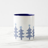 Tasse 2 Couleurs Jolis sapins de Noël bleus (Centre)