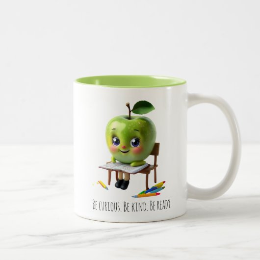Tasse 2 Couleurs Jote Green Apple Student - Be Curieux Citation Des (Droit)