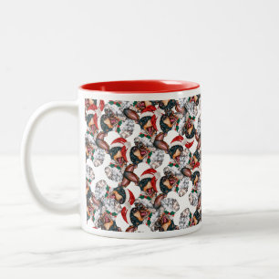 Tasse 2 Couleurs Jote Noir Tan Dachshund Chiot Motif de Noël