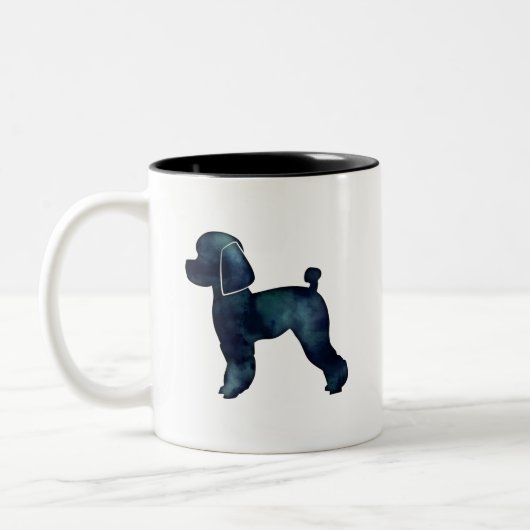 Tasse 2 Couleurs Jouet Poodle Noir Aquarelle Silhouette (Gauche)