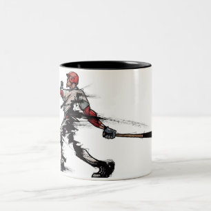 Tasse 2 Couleurs Joueur de baseball tenant la batte, vue de côté