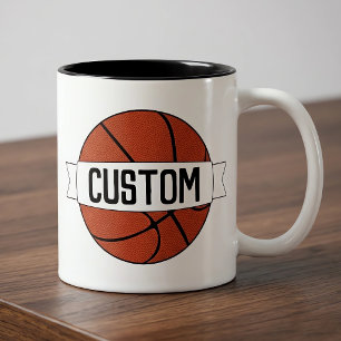 Tasse 2 Couleurs Joueur de basket-ball / entraîneur Équipe personna