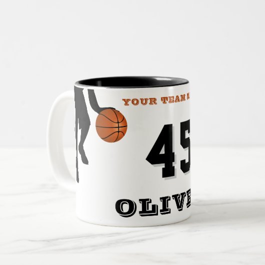 Tasse 2 Couleurs Joueur de basket moderne Nom de l'équipe Numéro (Devant gauche)